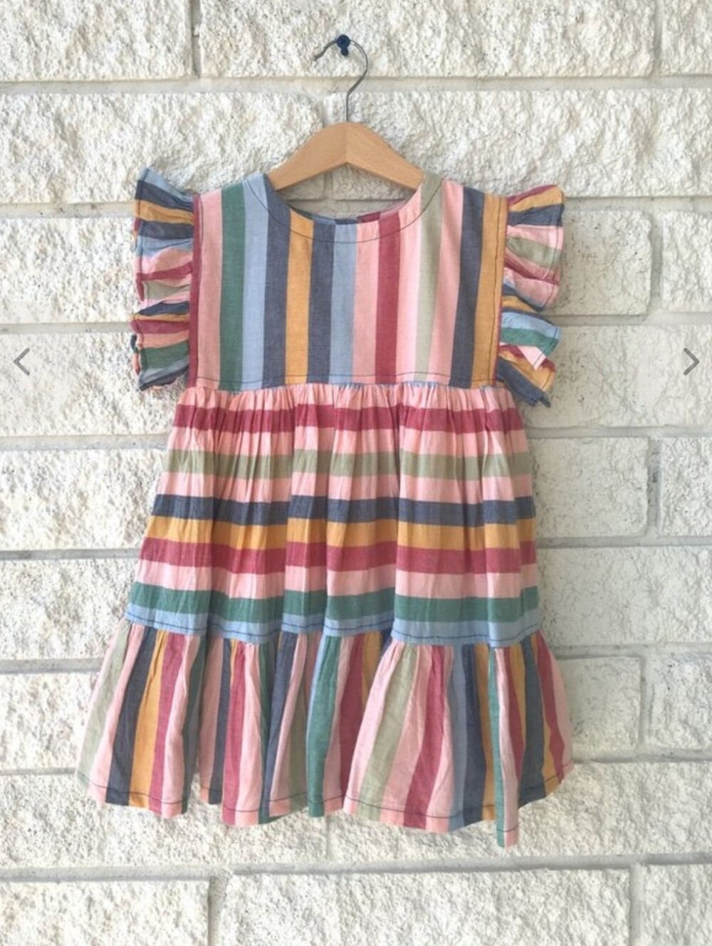 PINK CHICKEN KIT DRESS RAINBOW STRIPE